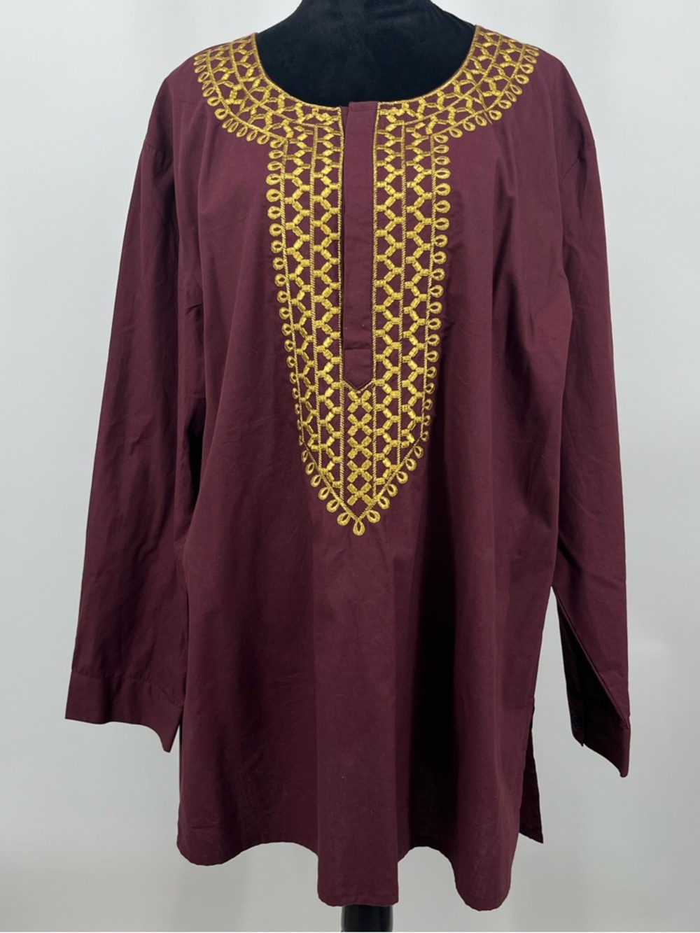 Ashro Maroon Tunic with Gold sz XL NWT